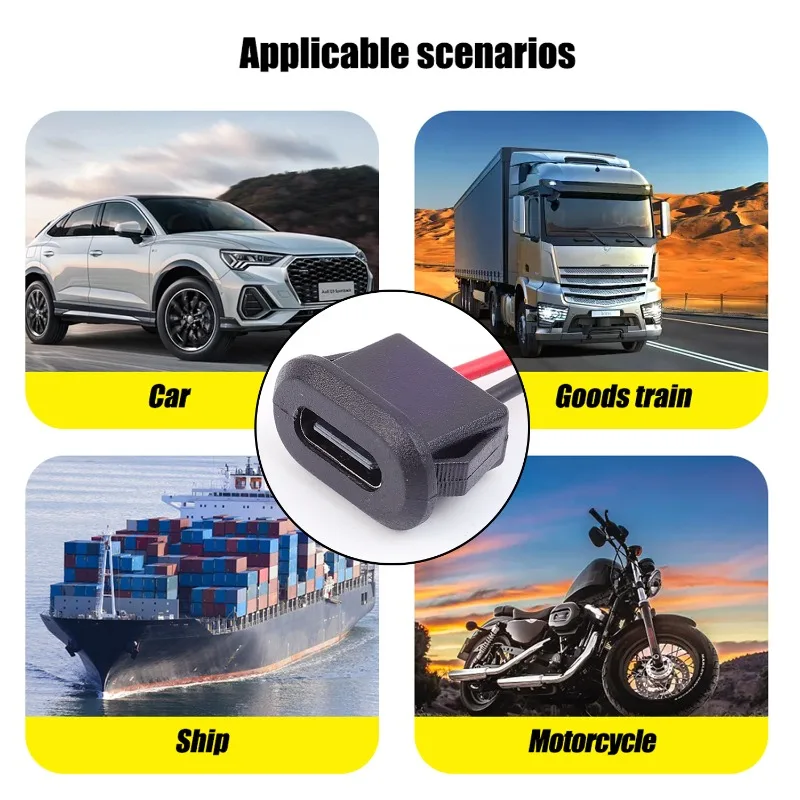 Conector USB tipo C hembra tipo C con hebilla de tarjeta 3A puerto de carga rápida de alta corriente USB-C enchufe del cargador