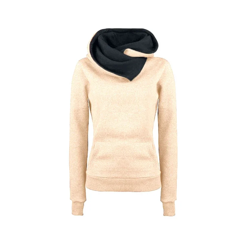 Primavera otoño sudaderas con capucha mujer chándal Color sólido moda manga larga jerseys Navidad Casual cálido sudaderas con capucha Tops