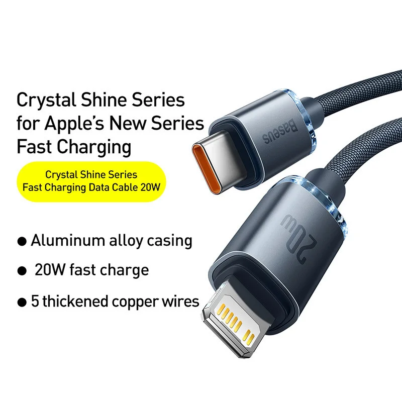 Cavo Baseus USB tipo C PD 20W per iPhone 14 13 12 Pro X 8 Cavo USB C veloce per iPhone Cavo di ricarica Cavo USB tipo C Codice filo