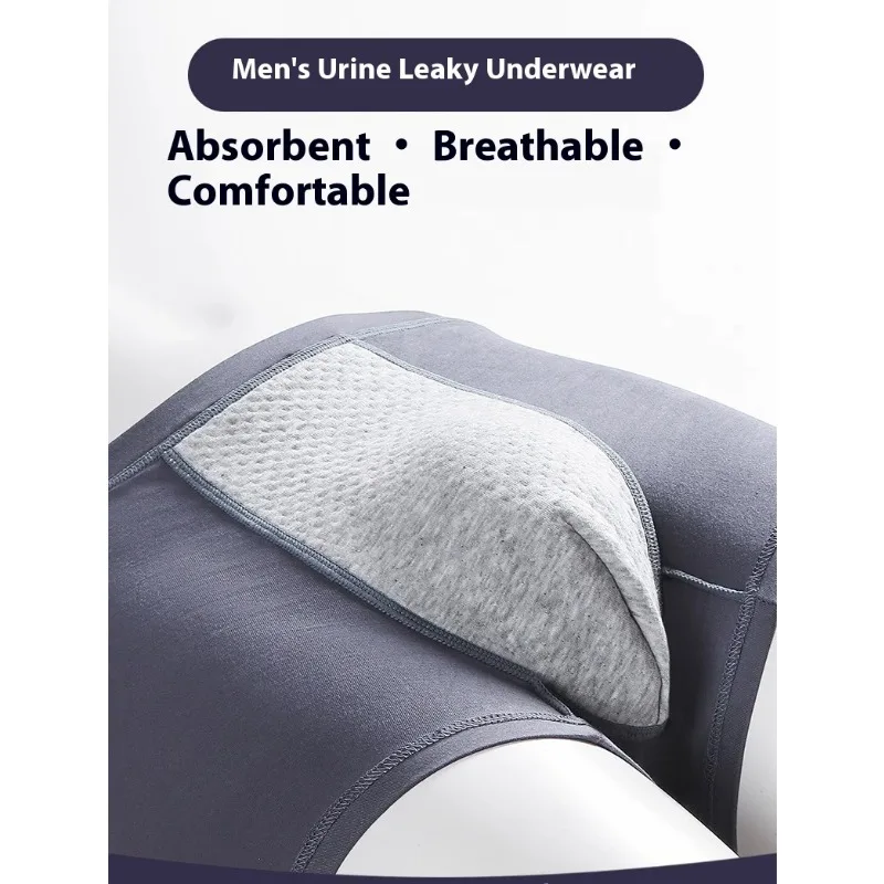 Men Leaking Underwear Elderly Waterproof Breathable Moisture Absorption Loose Thickened Crotch Washable Boxers Patient Pants