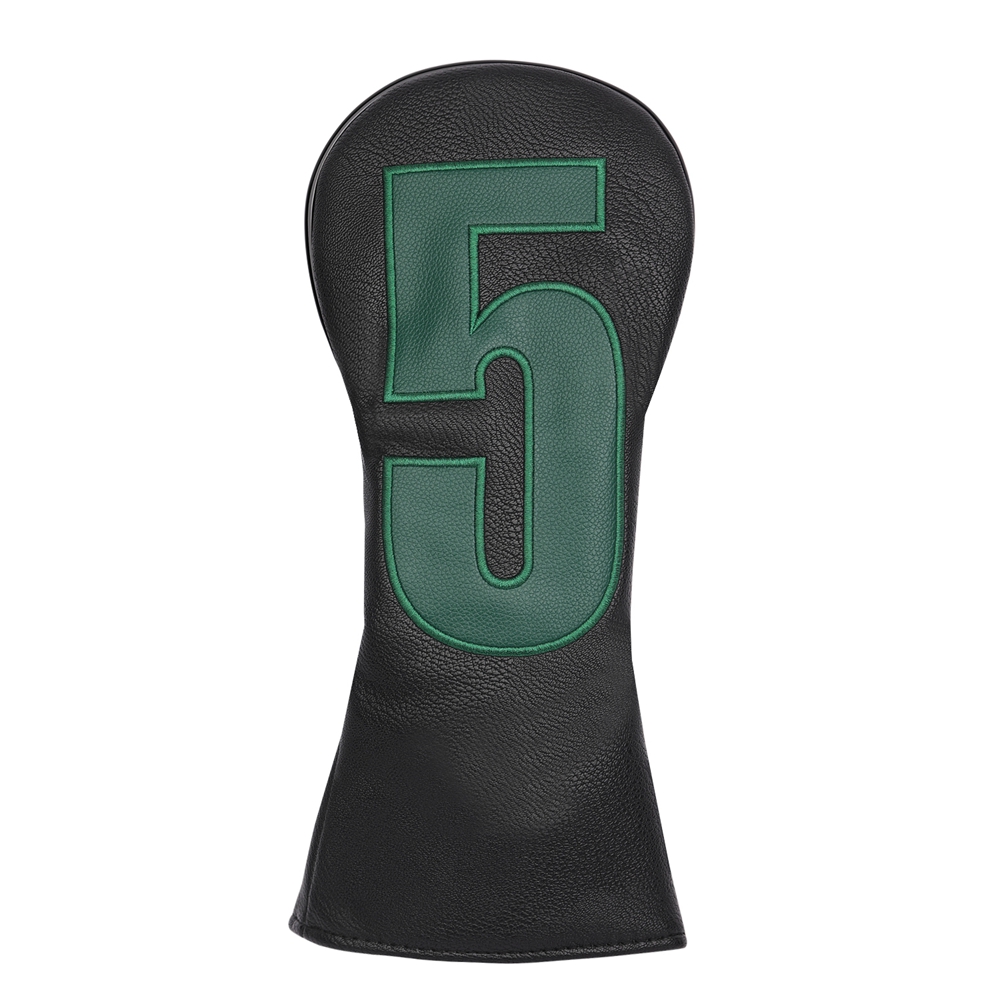 Black PU Leather 1 3 5 U Embroidered Golf Club Head Driver Fairway Wood Hybrid UT Covers