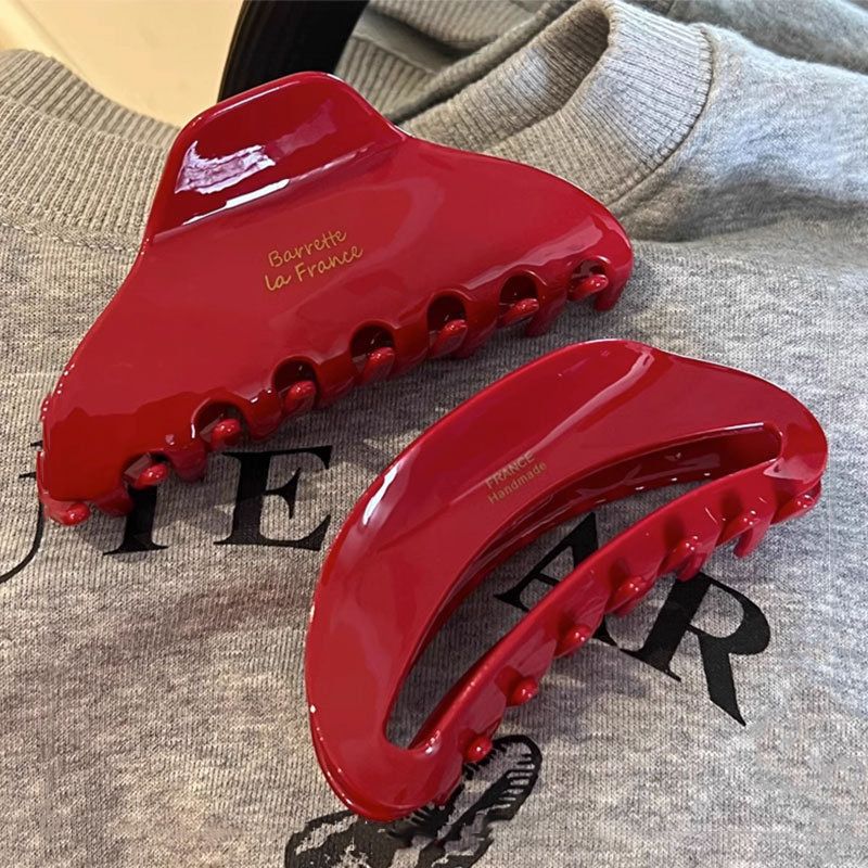 1pc novo high-end ano novo clipe de vinagre vermelho temperamento geométrico, parte de trás da cabeça grampo de cabelo acessórios para o cabelo