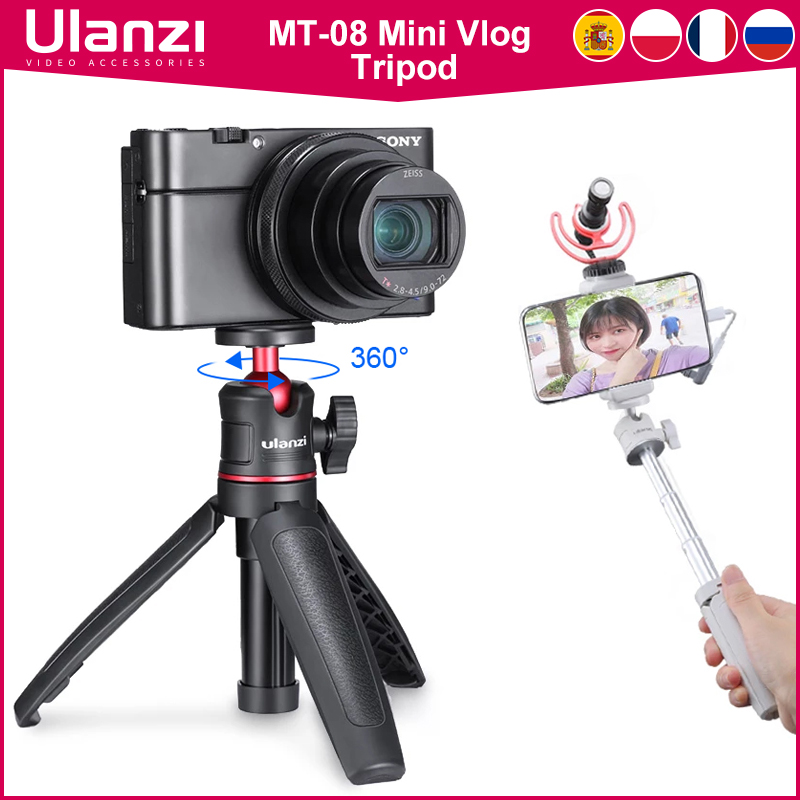Ulanzi MT-08 DSLR SLR Phone Vlog штатив KIT Холодный башмак Держатель телефона для микрофона Светодиодный мини-штатив для iPhone 13 Sony