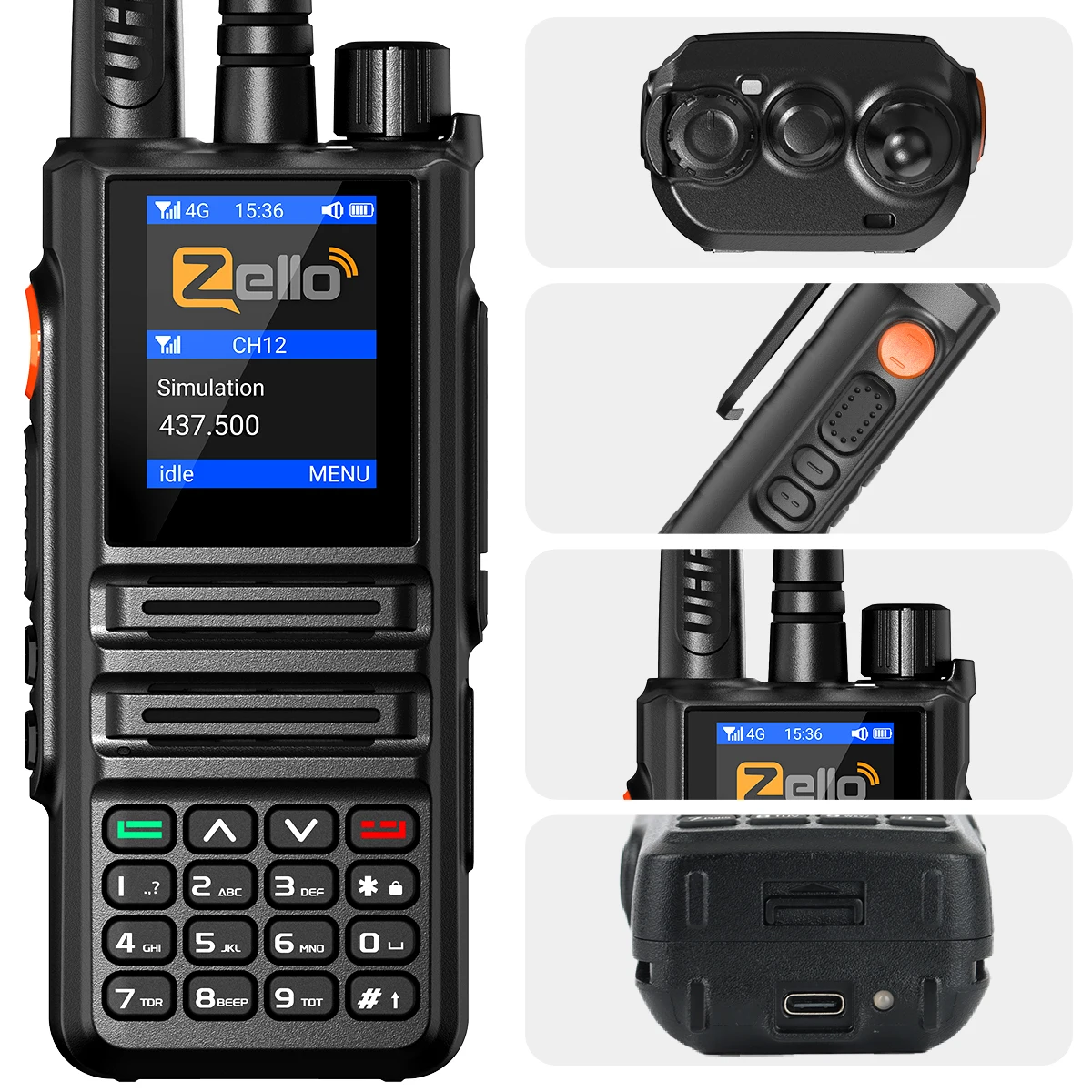 ABBREE GP-889 Walkie Talkie Dual Mode POC Netzwerk Radio ZELLO Global UHF Bluetooth WIFI Android 2/3/4G Typ-C Amateurfunk Jagd