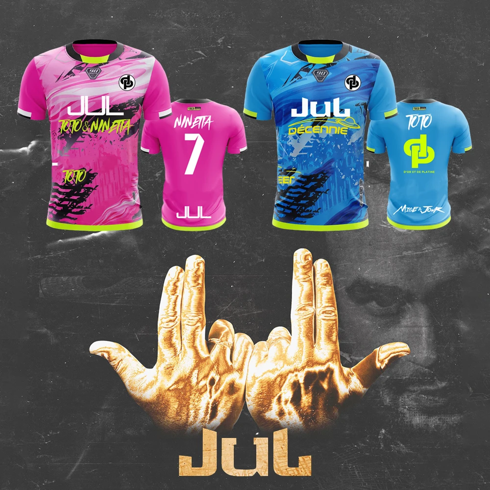 Nueva camiseta Maillot JUL de verano para jóvenes, camisetas de fútbol de entrenamiento transpirables y de secado rápido, camisetas deportivas personalizadas Unisex de 90 minutos
