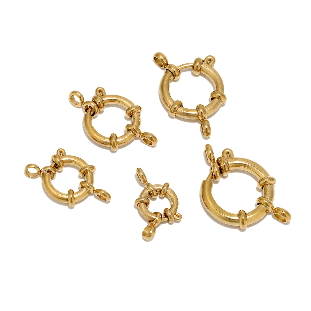 4 pçs de aço inoxidável redondo primavera anel fechos diy clavícula colar ganchos jóias fazendo 8 conectores descobertas pulseira suprimentos