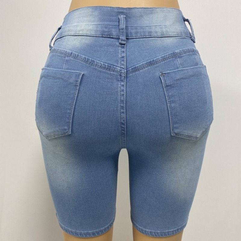 Fashion Solid Slim Butt Lifting Pants Women Elasticity Denim Shorts Casual Slimming Ripped Jeans Temperament Women's Short