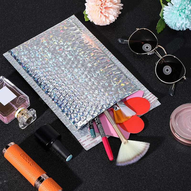 ซองไปรษณีย์มีฟองโลหะสีเงิน100ชิ้นถุงฟอยล์กันน้ำอลูมิไนซ์บรรจุภัณฑ์ของขวัญเบาะส่งซองจดหมาย