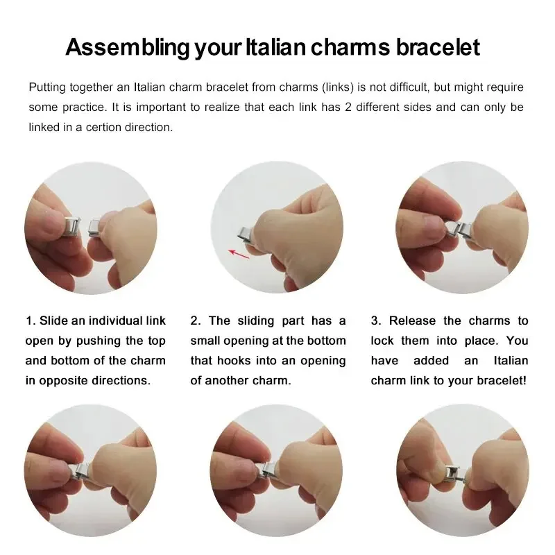 Yupsk Braccialetti quadrati alla moda in acciaio inossidabile Italia per donna Uomo Moduli metallici HipHop Regalo estensibile Gioielli per feste di compleanno