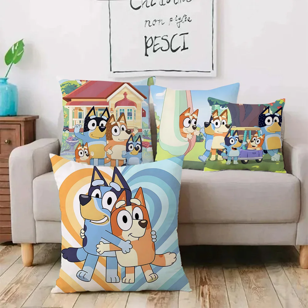Fundas de almohada de Anime para b-blueys, funda de cojín bonita de felpa corta con estampado de doble cara para sofá de dibujos animados para el hogar