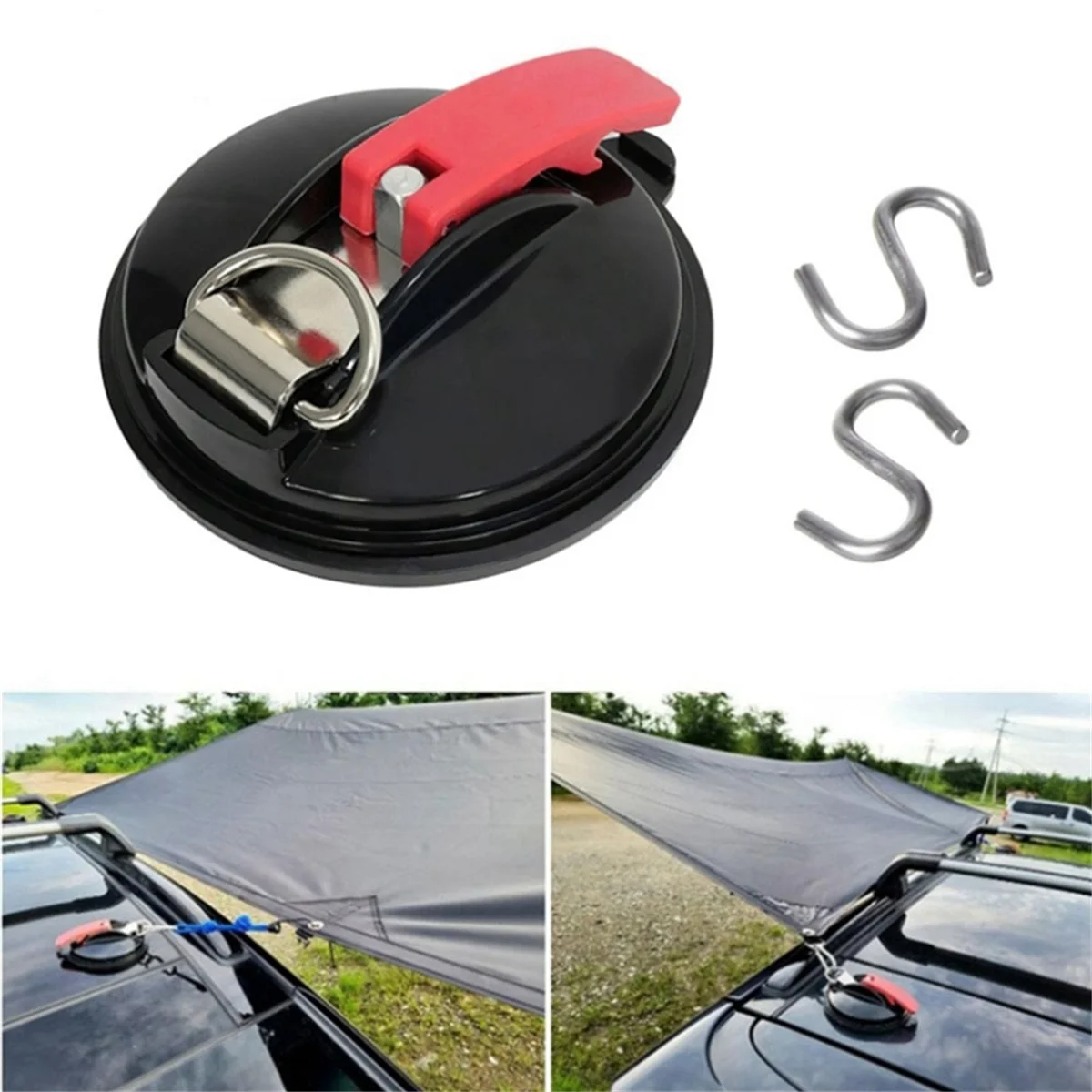 A72P Outdoor Camping Awning Suction Cup Multifunctional Car Suction Cup with Strong S Hook Fixed Rear Curtain Suction Cup A