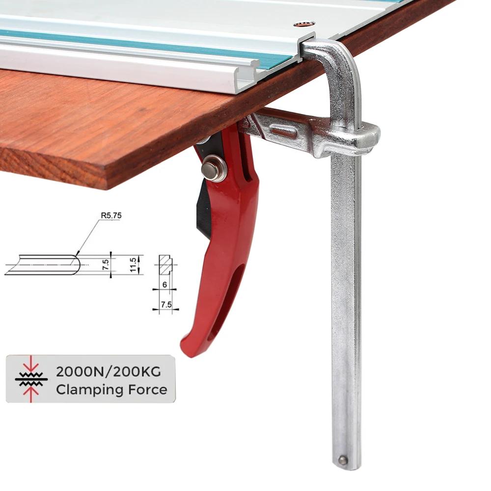 Pince à cliquet pour rail de guidage, pince F de travail de calcul, serrage rapide pour MFT et système de rail de guidage, outil à main, 160x60mm, 2 pièces