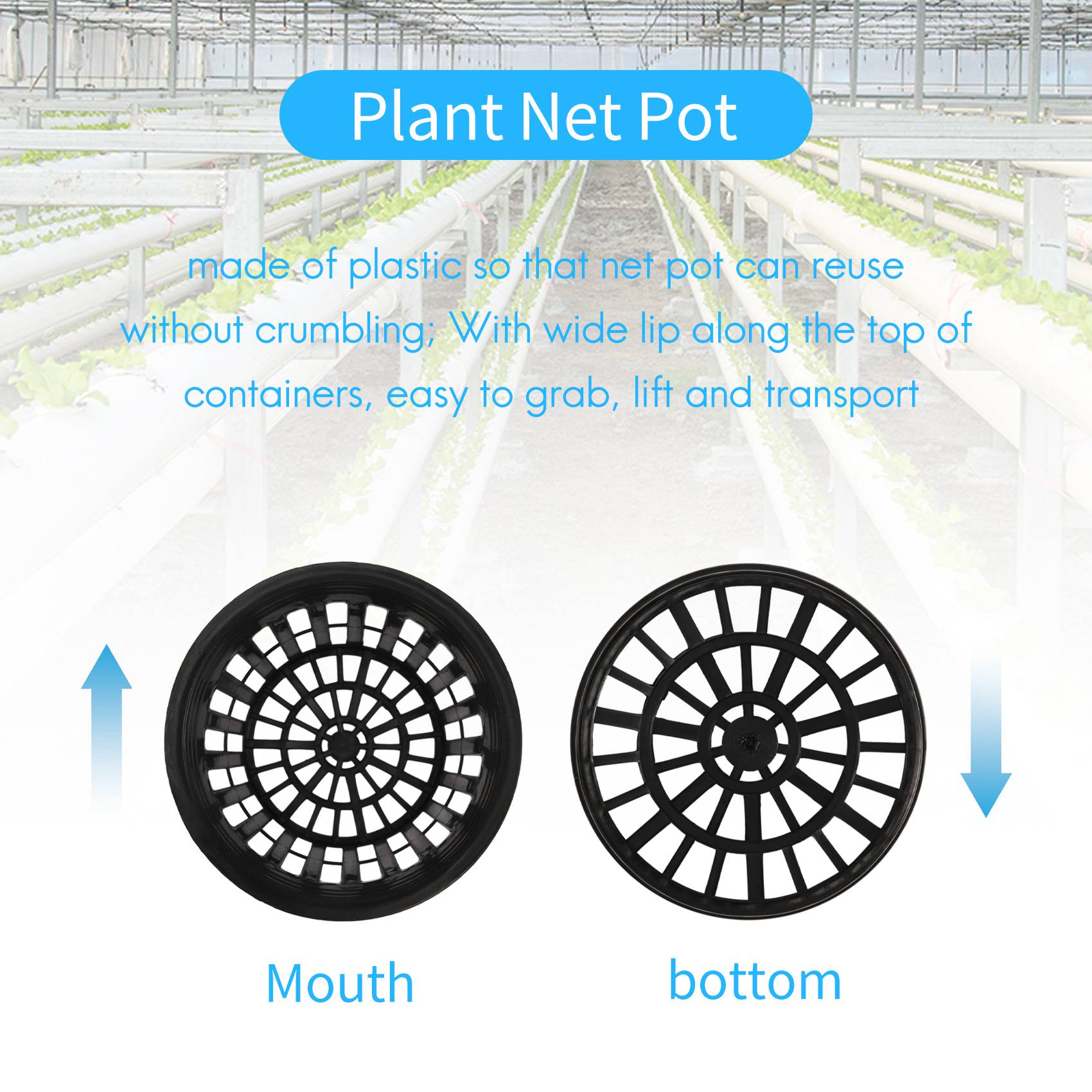 Newest 15 Pack 4 Inch Net Cups Slotted Mesh Wide Lip Filter Plant Net Pot Bucket Basket for Hydroponics