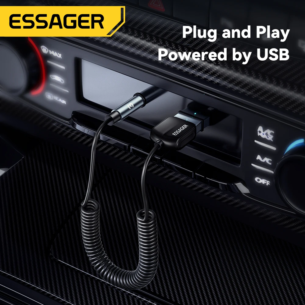 Essager USB Bluetooth Aux adaptador Dongle USB a conector de 3,5mm Audio inalámbrico manos libres Kit para receptor estéreo de coche transmisor USB