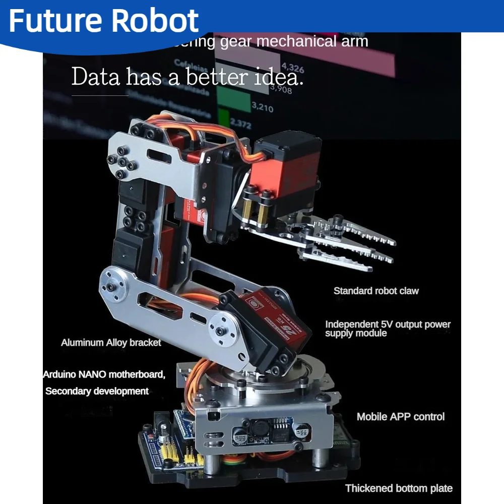 6 Dof Robot Arm Clamp Claw APP RC Control Metal Mechanical Robotics with Digital Servos for Arduino DIY Kit Programmable Robot