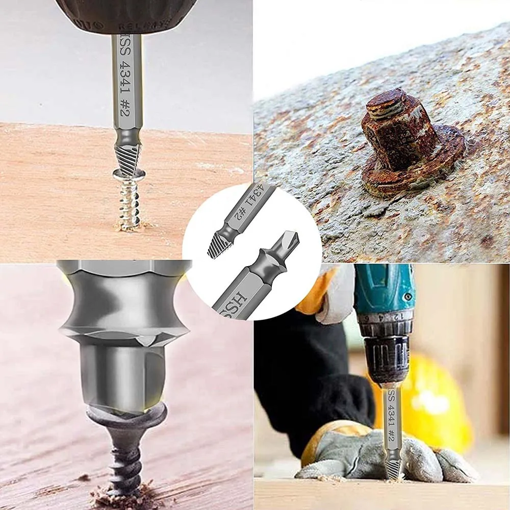 Extractor de tornillos dañados, juego de guías de brocas, herramienta de extracción de tornillos pelados, fácil de sacar
