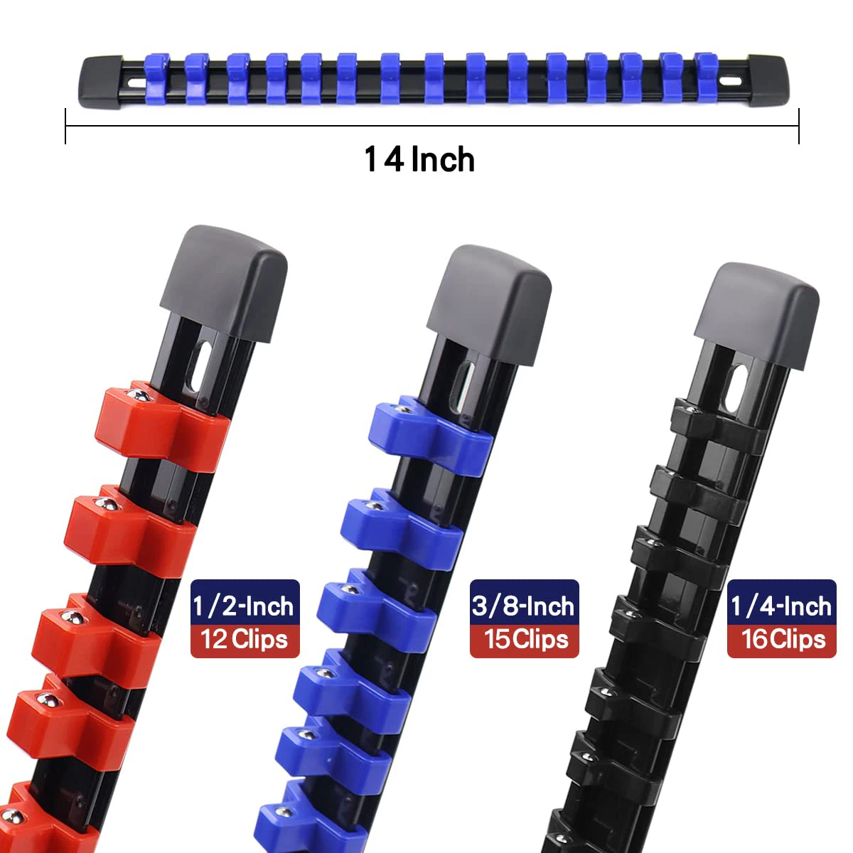 1/4" 3/8" 1/2" Wrench Holders Traight Plastic Universal Socket Organizer Rail Bracket Repair tools Socket Wall Wrench Home Tools