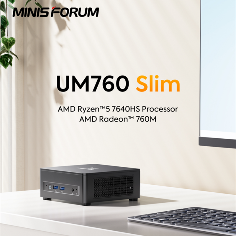 MINISFORUM Slim Series Mini-PC UM870 AMD Ryzen 7 8745H USB4.0 2*DDR5 2*PCIE4.0 2.5G LAN Windows 11 NUC Mini-Computer WiFi6E