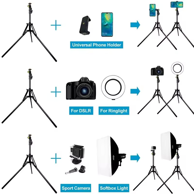 78'' Light Stand for Photography Aluminum Alloy Foldable Portable Photographic Lighting Tripod Camera Flash Mount Brackets