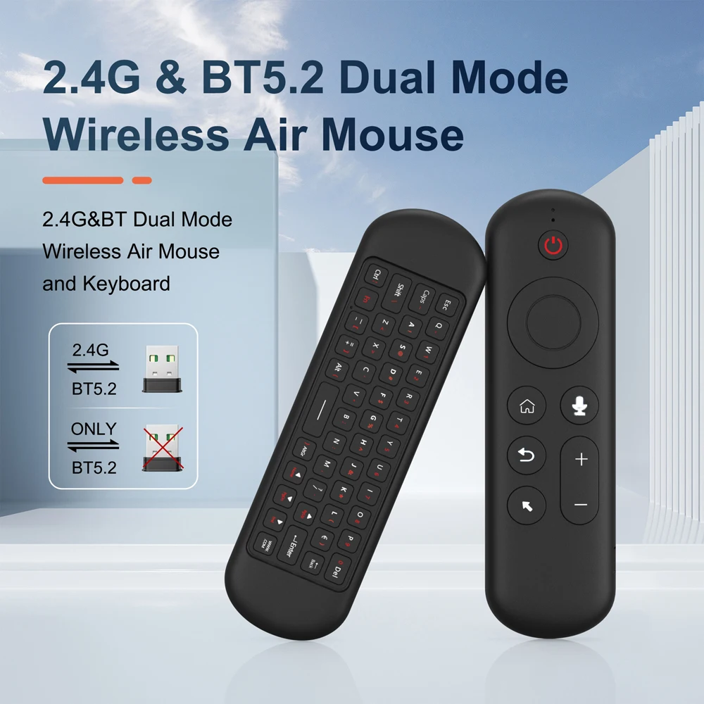 Remote Control Air Mouse Voice Gyroscope 7 Color Backlit Mini Keyboard Dual Mode 2.4G BT5.2 Wireless For Android Smart TV Box PC