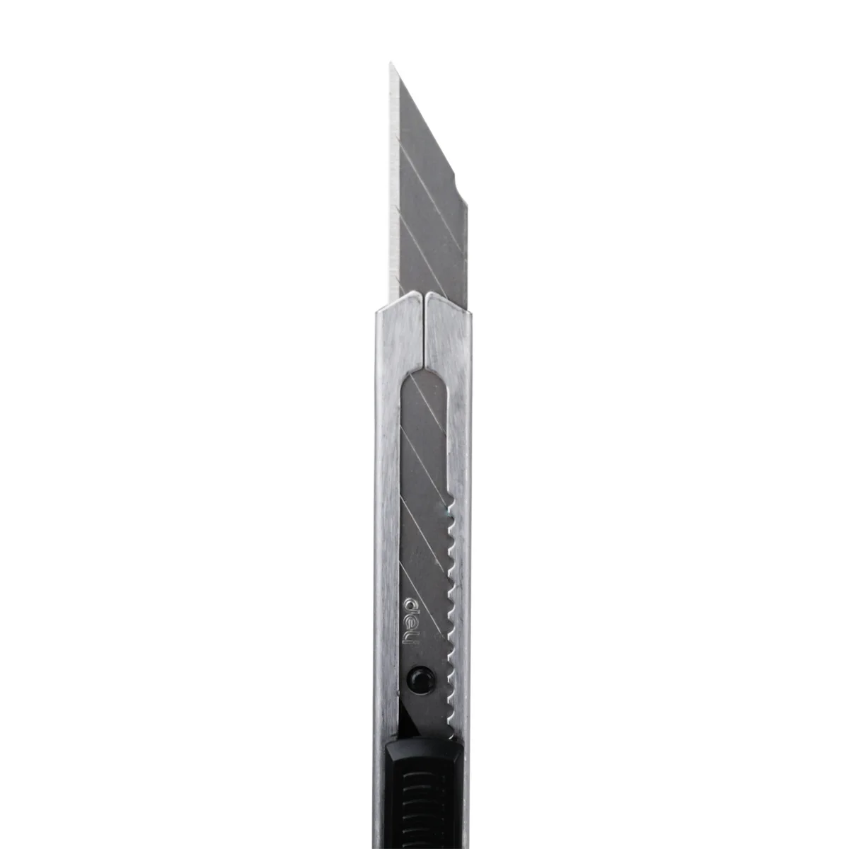 Deli Retractable Utility มีดสแตนเลส 30 องศาใบมีดเครื่องตัดกล่องกระดาษ Self-Locking ฟังก์ชั่นความปลอดภัยตัด Art เครื่องมืออุปกรณ์