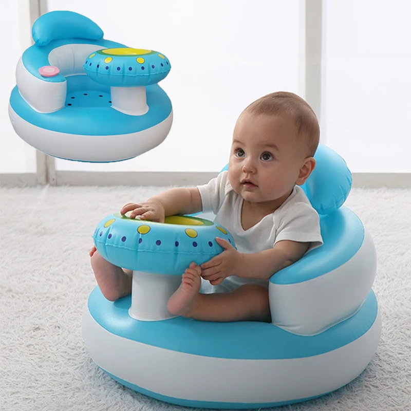 ベビーインフレータブルシート 3-36 ヶ月の赤ちゃん用 エアポンプ内蔵 幼児用バックサポートソファ 幼児用椅子 座る用 ベビーバスシート
