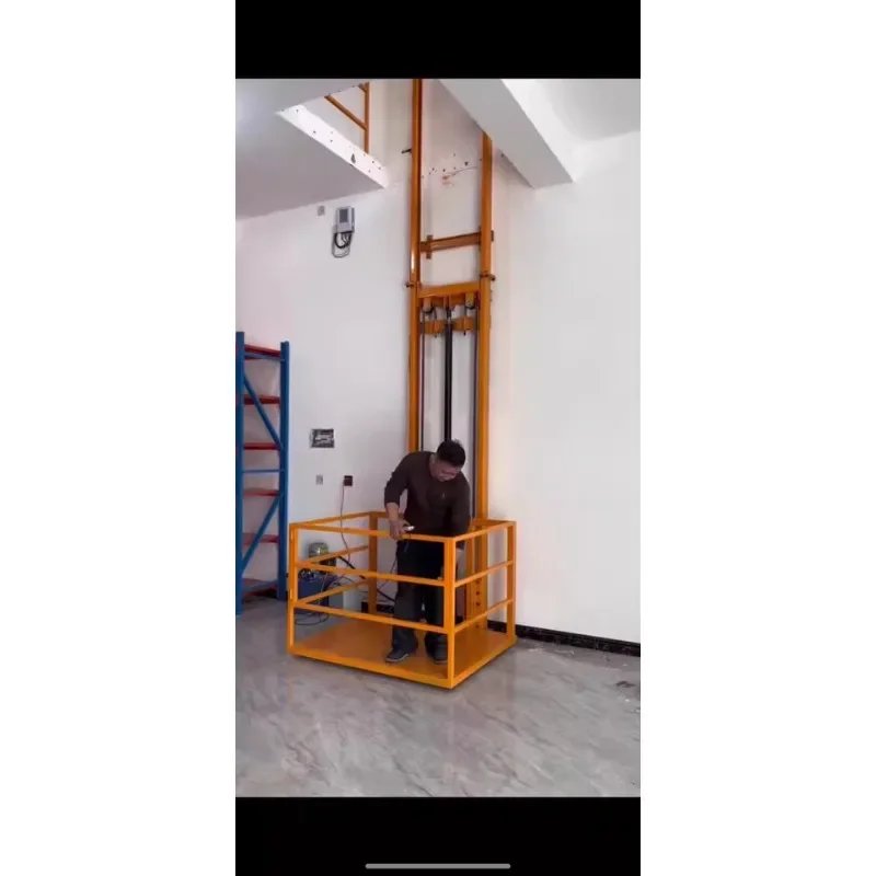 Electric Lifting platform Fully automatic Hydraulic Small cargo elevator Raise 2-8m Warehouse Factory Track Moveable