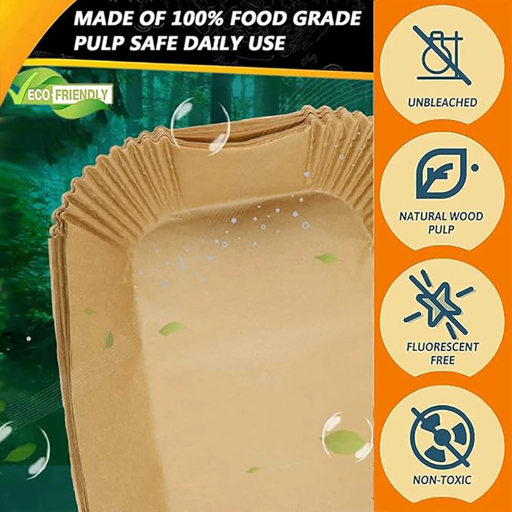 Revestimientos de papel desechables para freidora de aire, papel pergamino rectangular para freidora de aire para Ninja Dual Basket DZ201 DZ401, accesorios para freidora de aire de 8 cuartos