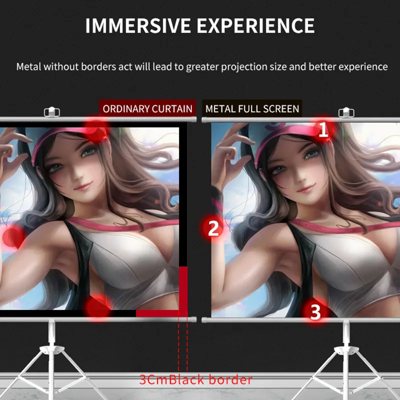 Gran oferta, soporte de suelo de alta calidad, pantalla de proyección con trípode, 60 pulgadas, 4:3, pantallas de proyector ALR de pie para cine en casa