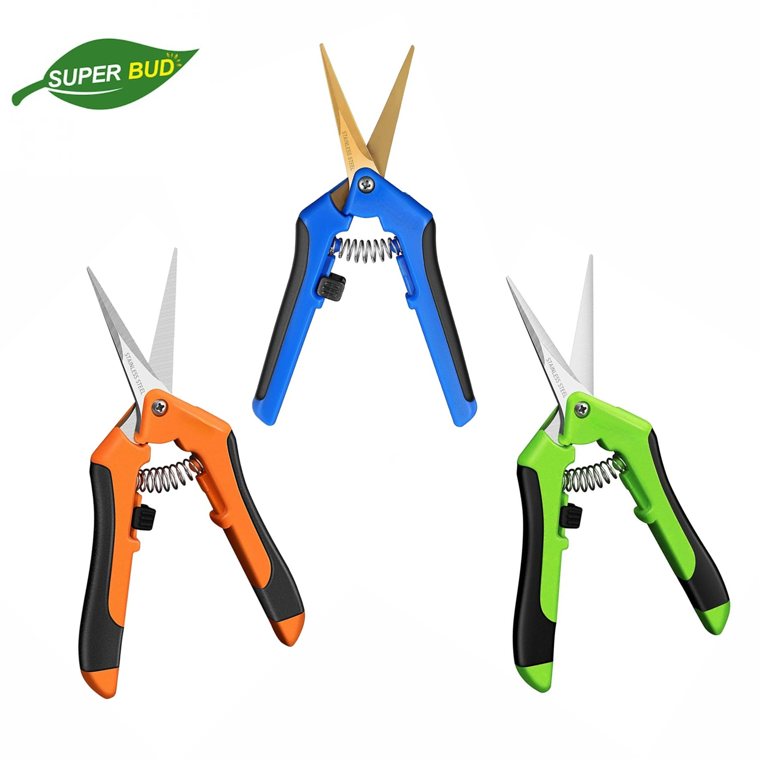 Tijeras de podar de mano para jardinería, podadora de acero inoxidable, cuchillas rectas/curvadas para brotes, hierbas y flores, 6,5 pulgadas