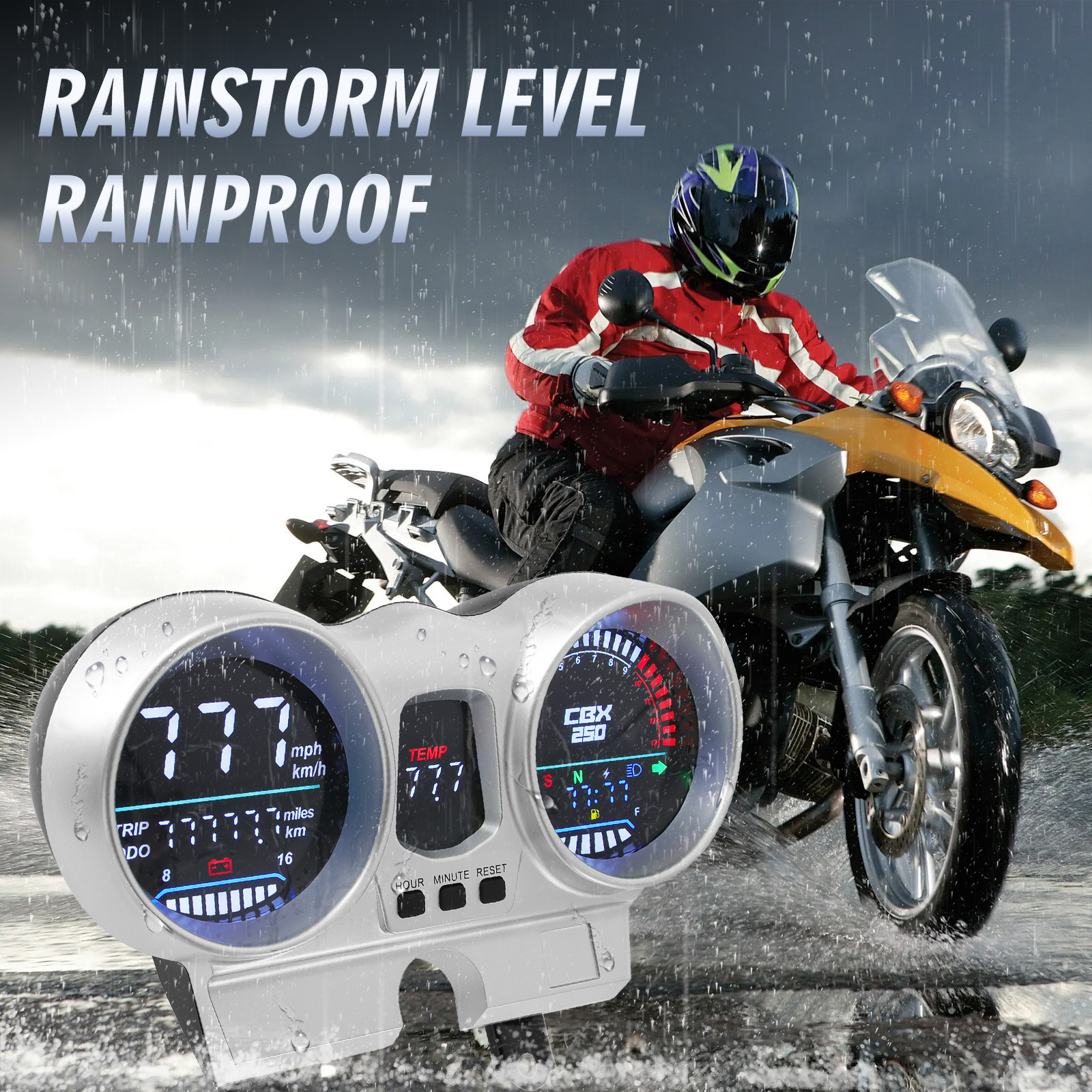 LED Digital 12V Motorcycle Speedometer Gauge Tachometer Odometer Dashboard For Honda CBX250 CBF250 Twister 2001-2008 Waterproof