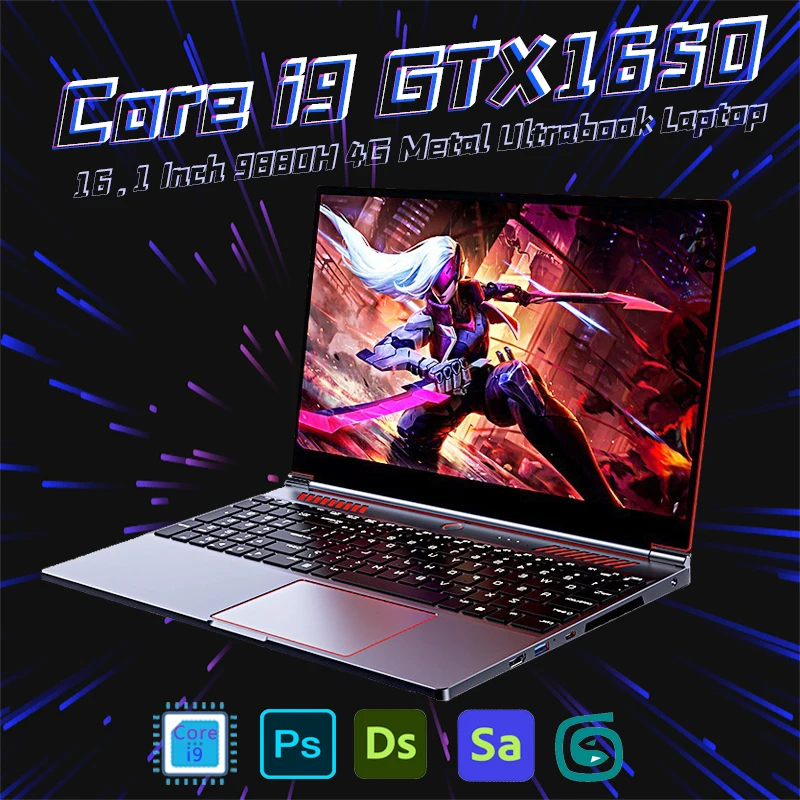 16.1 Inch Gaming Laptop Computer RTX4050 6G Intel Core i9-13900H i9-10885H WiFi windows11 RAM Max 64GB DDR4 *2M.2 NVME 4TB SSD