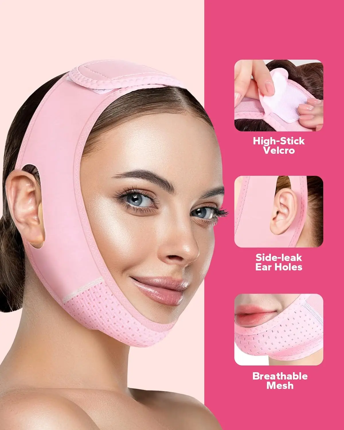 Sangle faciale réutilisable, masque ligne V, réducteur de menton double, mentonnière, mentonnière, ceinture en forme de V, masque facial en forme de V pour relâchement