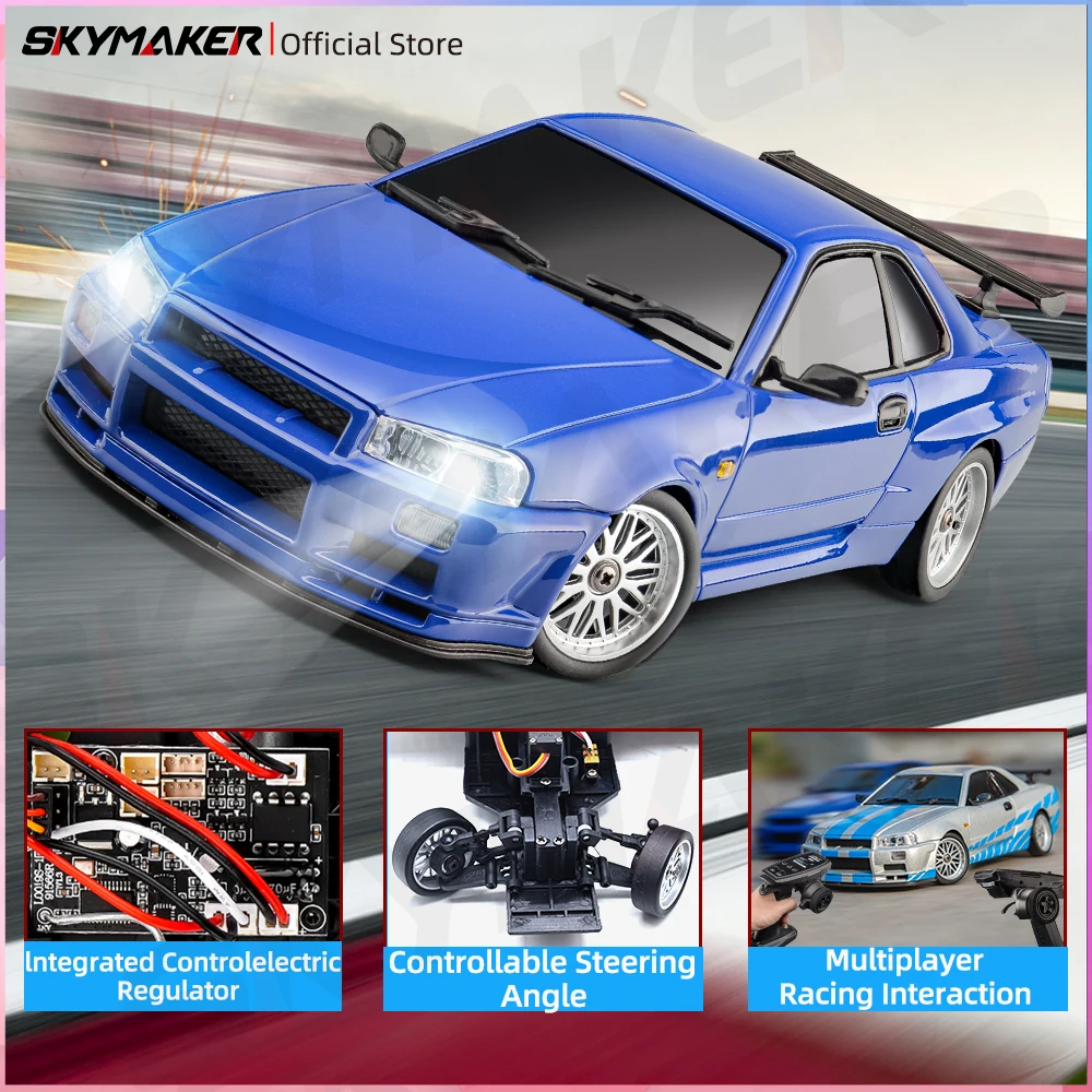Skymaker LDRC 1/18 RC Drift รถ LD1899 โหมด GTR R34 2.4GHz RWD พร้อม Gyroscope on-Road Alloy Body Shell รถแข่งสําหรับของขวัญเด็ก