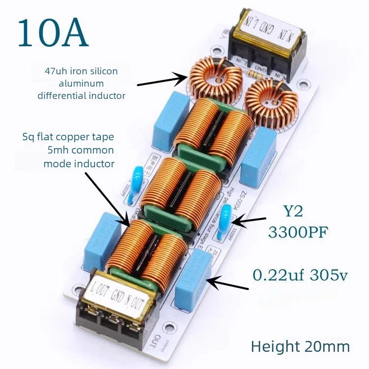 Filtro EMI 6A/10A AC 110/220V per soppressore di interferenze elettromagnetiche a 4 stadi per la purificazione di EMC di potenza e amplificatori audio