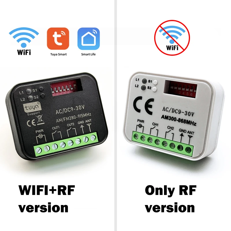 Универсальный модуль RX MULTI Tuya 300-868 МГц Wi-Fi Smart Switch, 2 канала, 433 МГц, 868 МГц, приемник дистанционного управления для гаражных ворот/ворот
