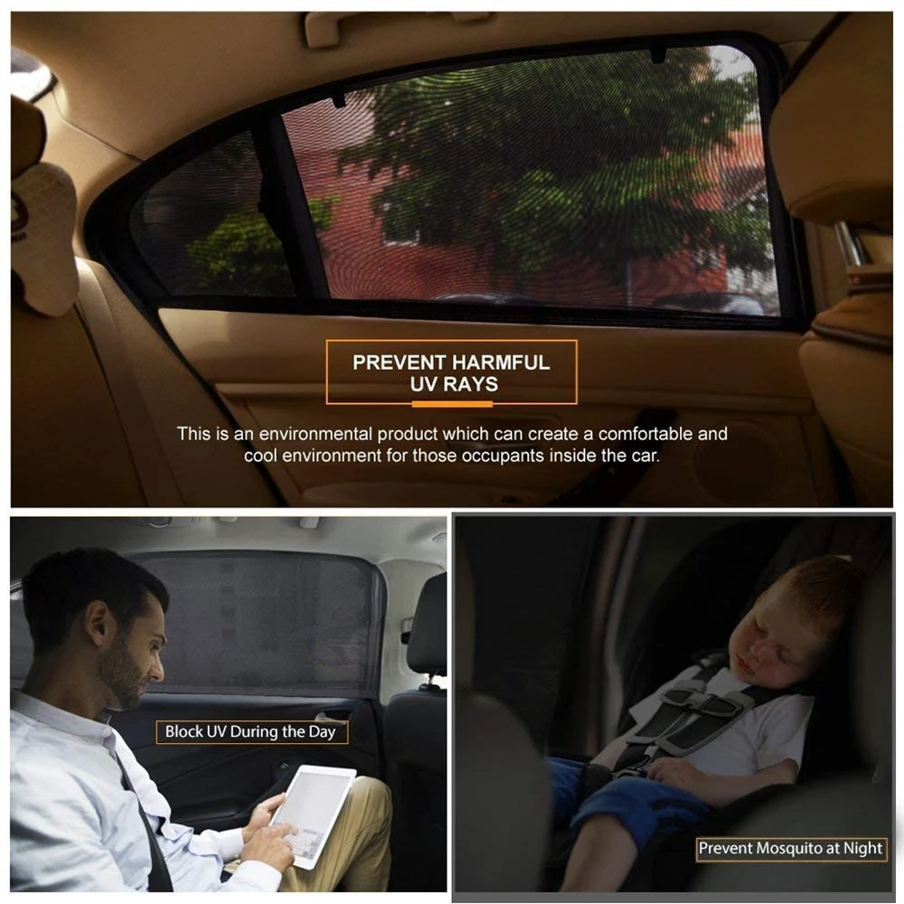 ม่านบังแดดรถยนต์ Universal ม่านบังแดดด้านข้าง SUV ผ้าม่านป้องกันยุงตาข่ายสุทธิม่านบังแดดอุปกรณ์เสริมอัตโนมัติ