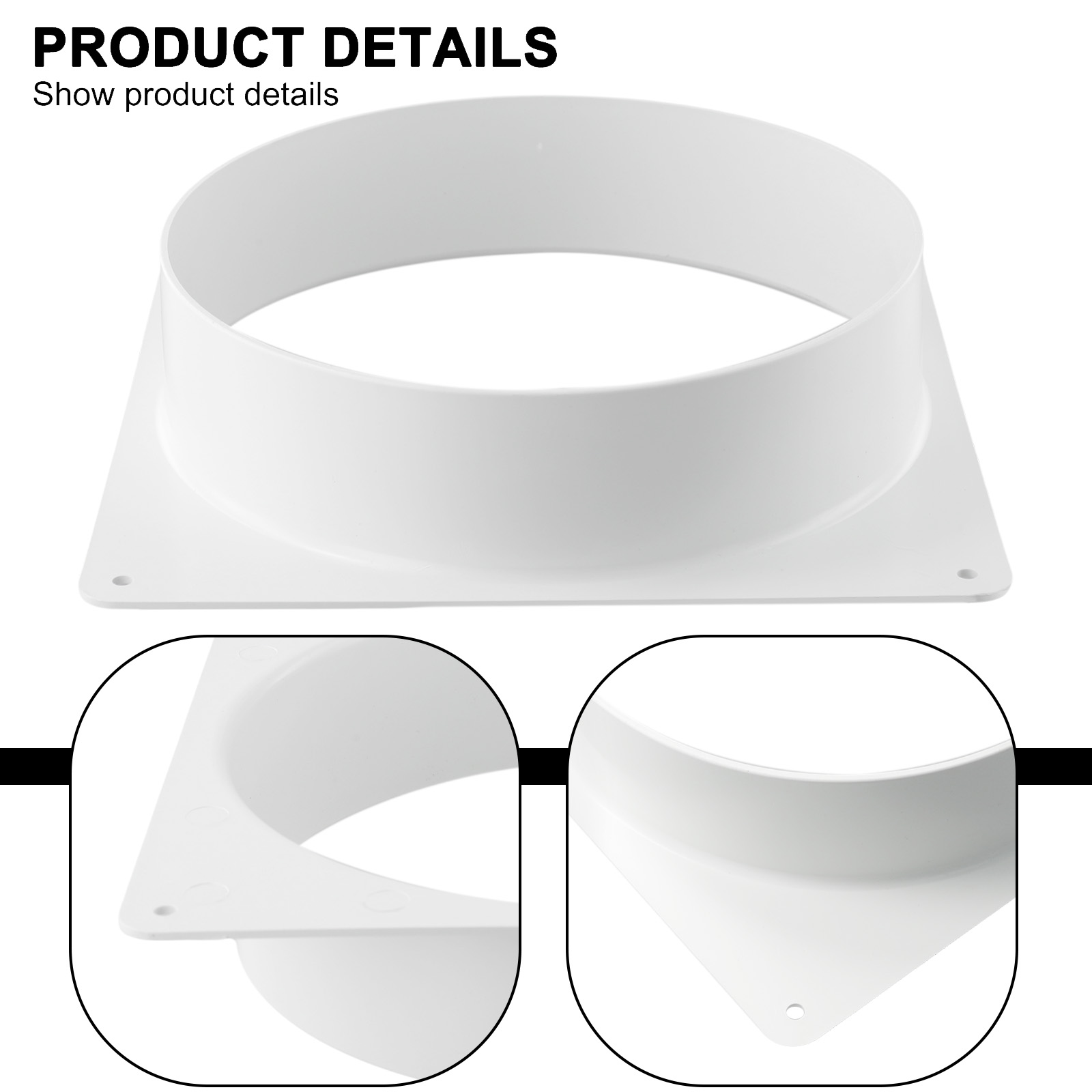 1pc Air Vent Duct Flange Connector 100/150/200/250/300MM ABS Wall Flange Connector For Ventilation Pipe Air Ducting Connection A