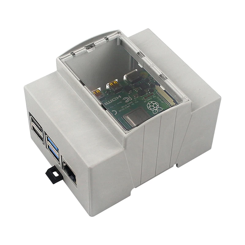 Raspberry Pi 5 4 3 ABS-Gehäuse, Elektrokasten, DIN-Schiene, modulares Gehäuse, optionaler Aluminium-Kühlkörper-Lüfter für Pi 4/3B+/3B