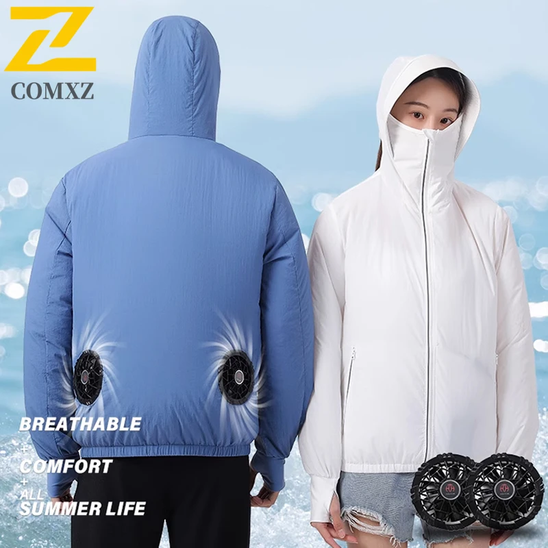 Sommer Angeln Fan Eis Jacke männer Sonnenschutz Mantel Klimaanlage Kühlung Kleidung Paar Funktionelle Kühlung Windjacke