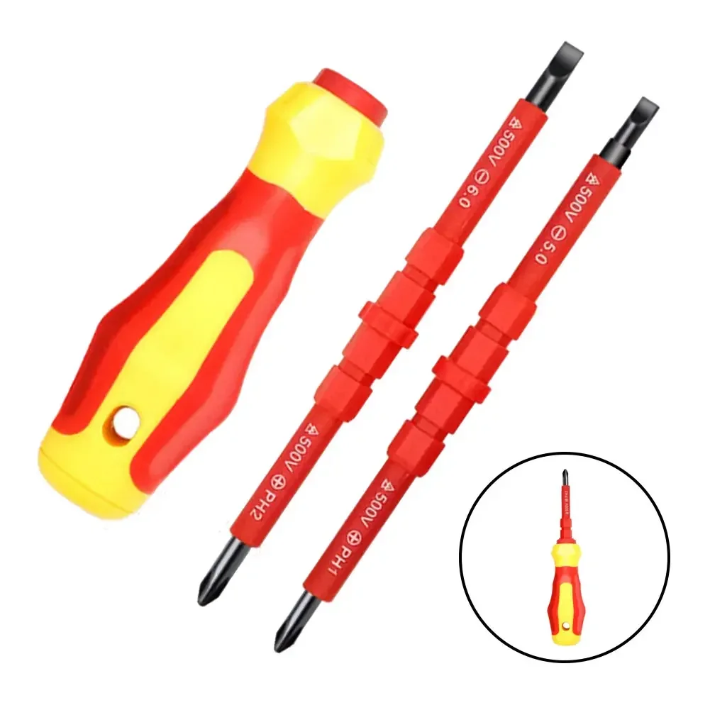 Juego de destornilladores aislados 3 en 1, destornillador multiusos PH1/PH2, juego de herramientas de puntas de destornillador de estrella ranurada para electricistas