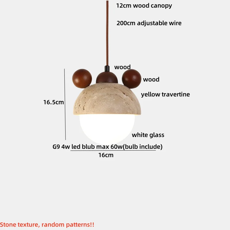 IWHD Nordic Modern LED Lampu Liontin Dapur Restoran Bar Kuning Travertine Kaca Putih Kayu Lampu Gantung Lamparas Colgantes