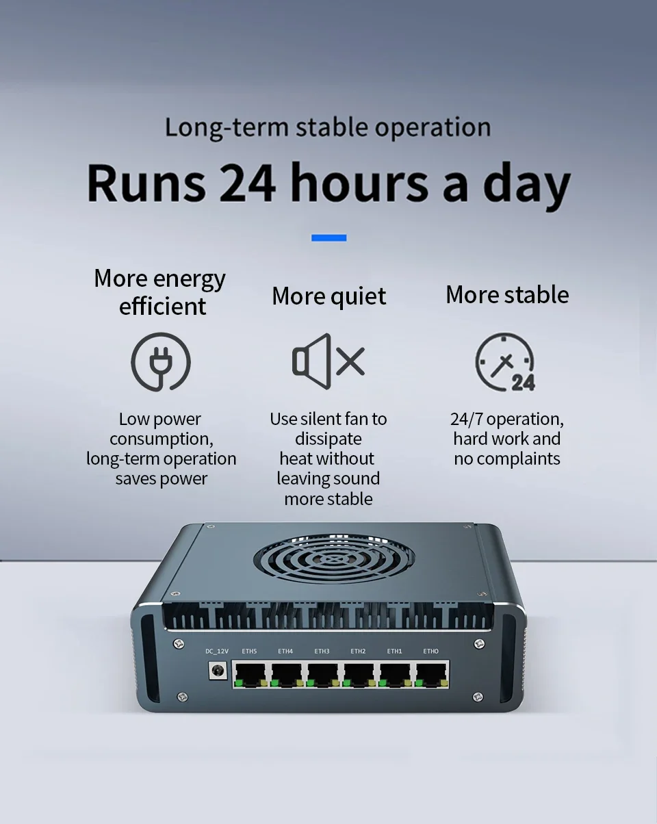 2025 6*Ports Firewall Micro Appliance Intel N150 Quad Core Firewall Mini PC with 6x2.5G i226-V NICs, Support AES-NI VPN OPNsense