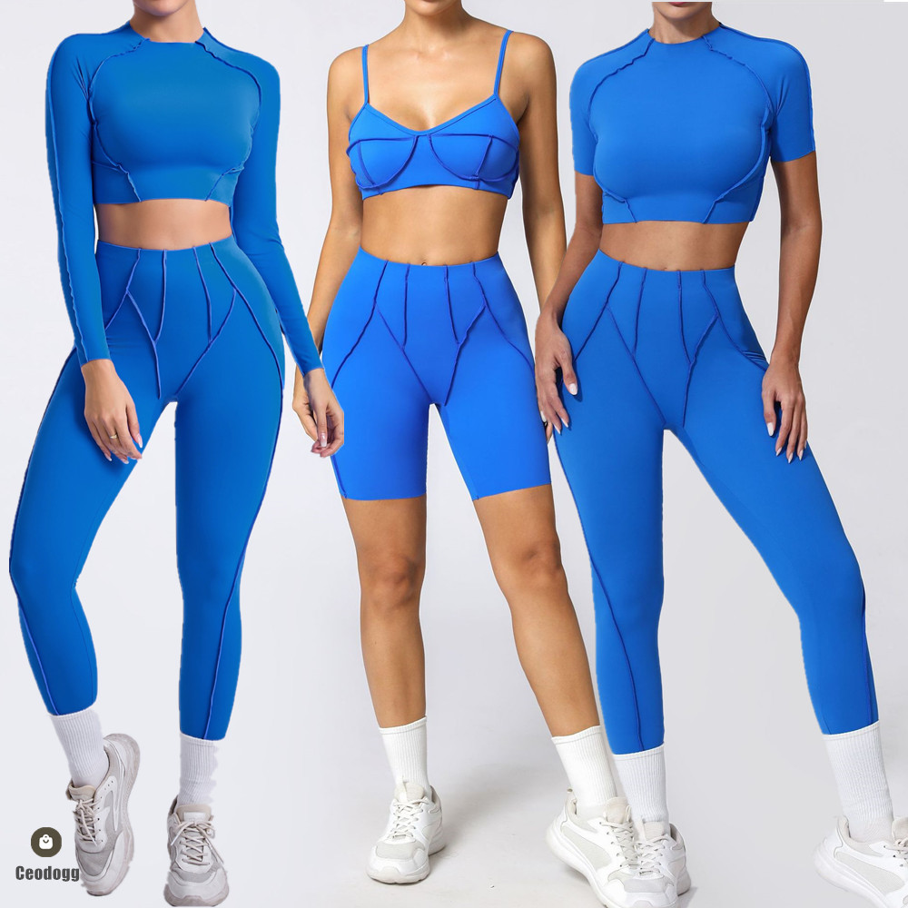 CEODOGG, conjuntos de Yoga con correas desnudas para mujer, Sujetador deportivo a prueba de sentadillas, mallas de entrenamiento de cintura alta, pantalones de Fitness, traje de ropa activa para mujer XP81