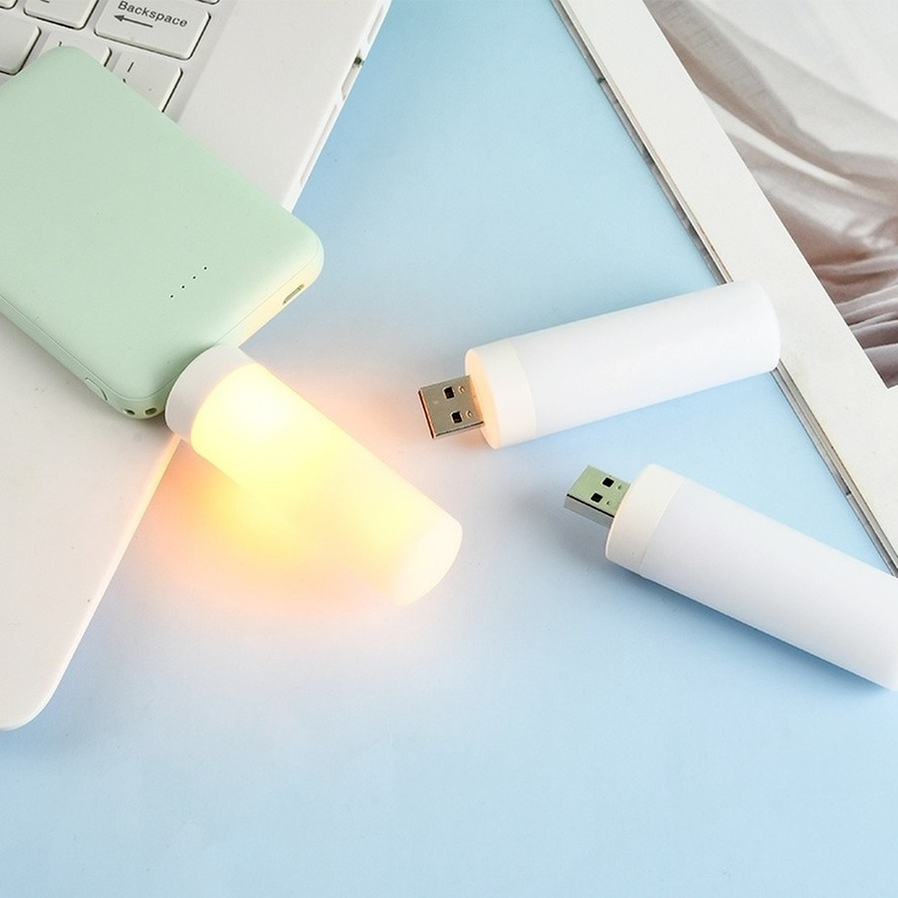 USB LED Atmosphere Light Flame Flashing Candle Lights Book Lamp for Power Bank Camping Lighting Lighter Effect Light