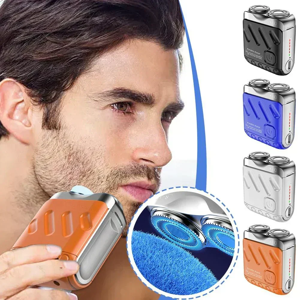 แบบพกพาโรตารี Dual แหวนเครื่องโกนหนวดไฟฟ้า Men Travel Mini เครื่องโกนหนวดคู่ลอยแม่เหล็กใบมีดหัวชาร์จพ็อกเก็ตมีดโกน