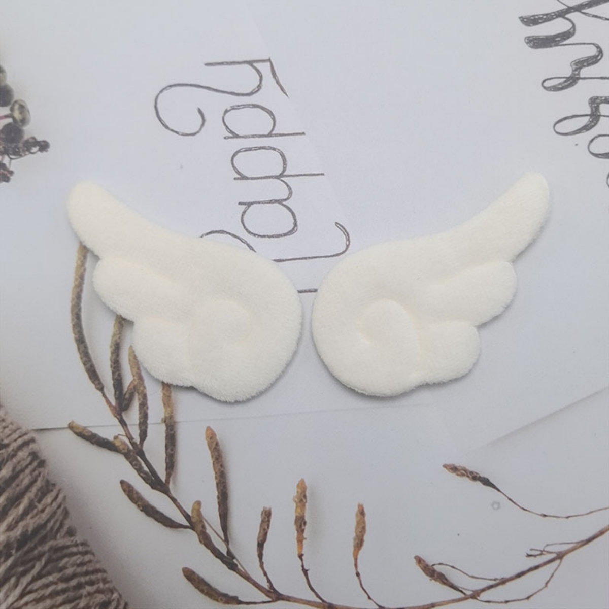 2Pcs  double-sided plush angel wings diy accessories cake card cap socks clothing toy decoration materials