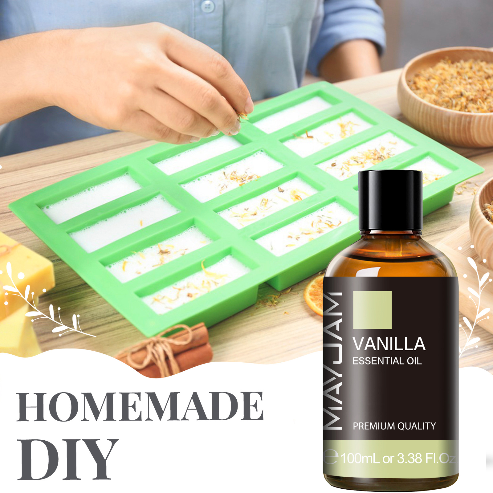 MAYJAM 1 Stück 100 ml ätherisches Öl mit Tropfer, Sandelholz, Lavendel, Eukalyptus, Vanille, Aromaöl für Luftbefeuchter, Duft, Kerzenbrenner