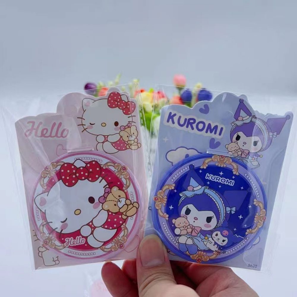 Sanrio mini espelho kuromi minha melodia pom pom purin redondo meninas kawaii portátil espelho de maquiagem único espelhos meninas crianças presentes