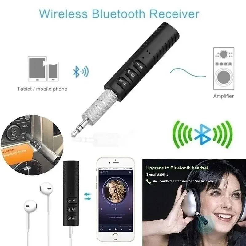 Trasmettitore ricevitore Bluetooth per auto BT5.0 Jack AUX da 3,5 mm Kit audio per musica stereo per auto Amplificatore per altoparlante Adattatore wireless con microfono